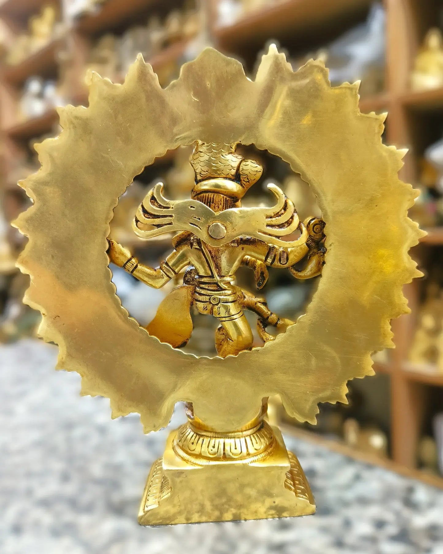9" Brass Natraj Statue Vintage Gold Finish - Craftview
