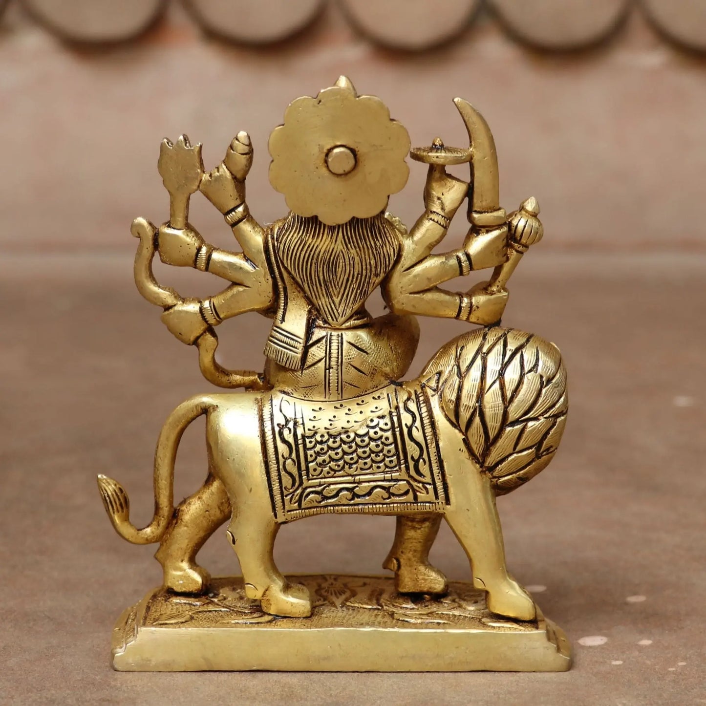 6" Superfine Brass beautiful statue of Ma Sherawali Craftsview