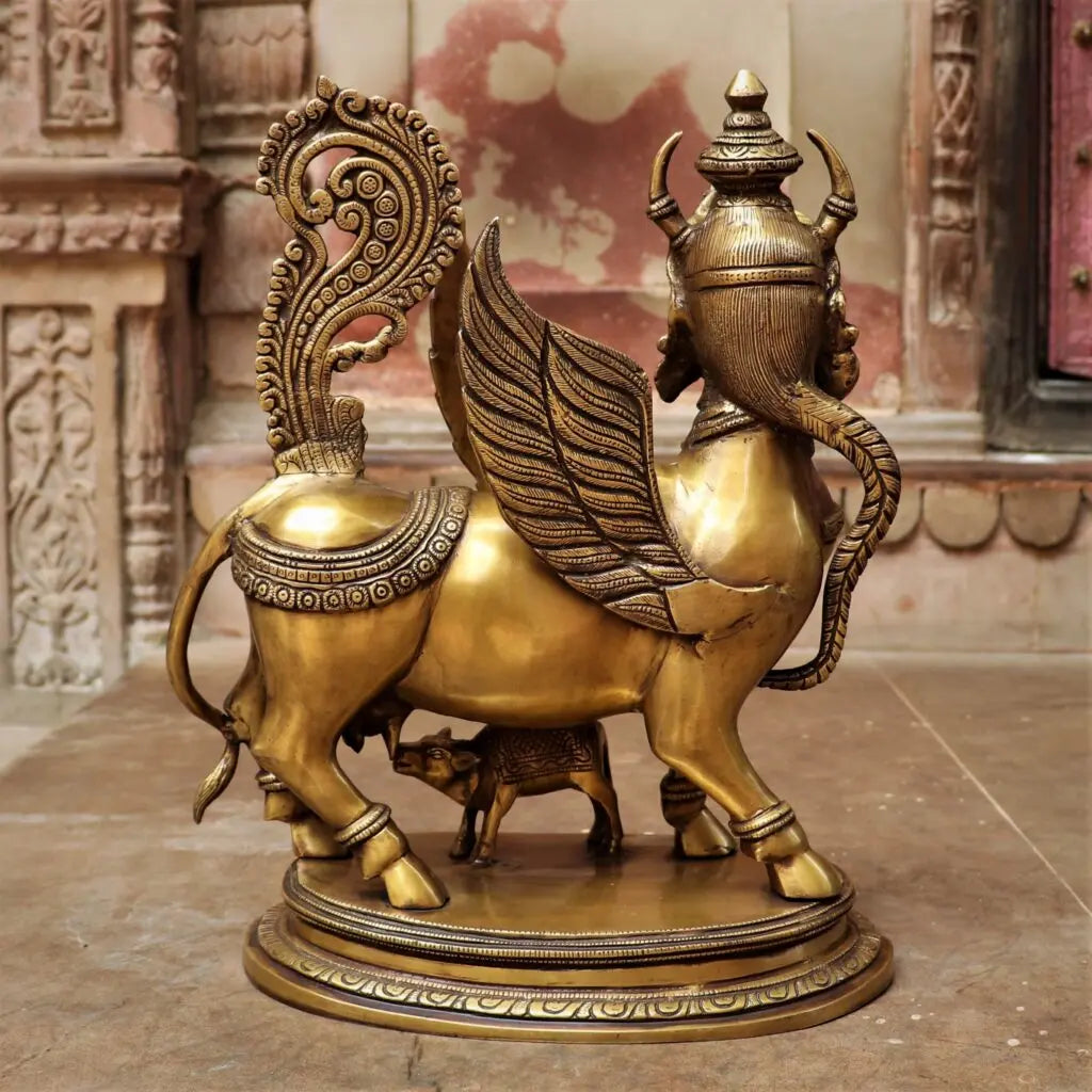 Brass Kamdhenu Sculpture 16" craftsview