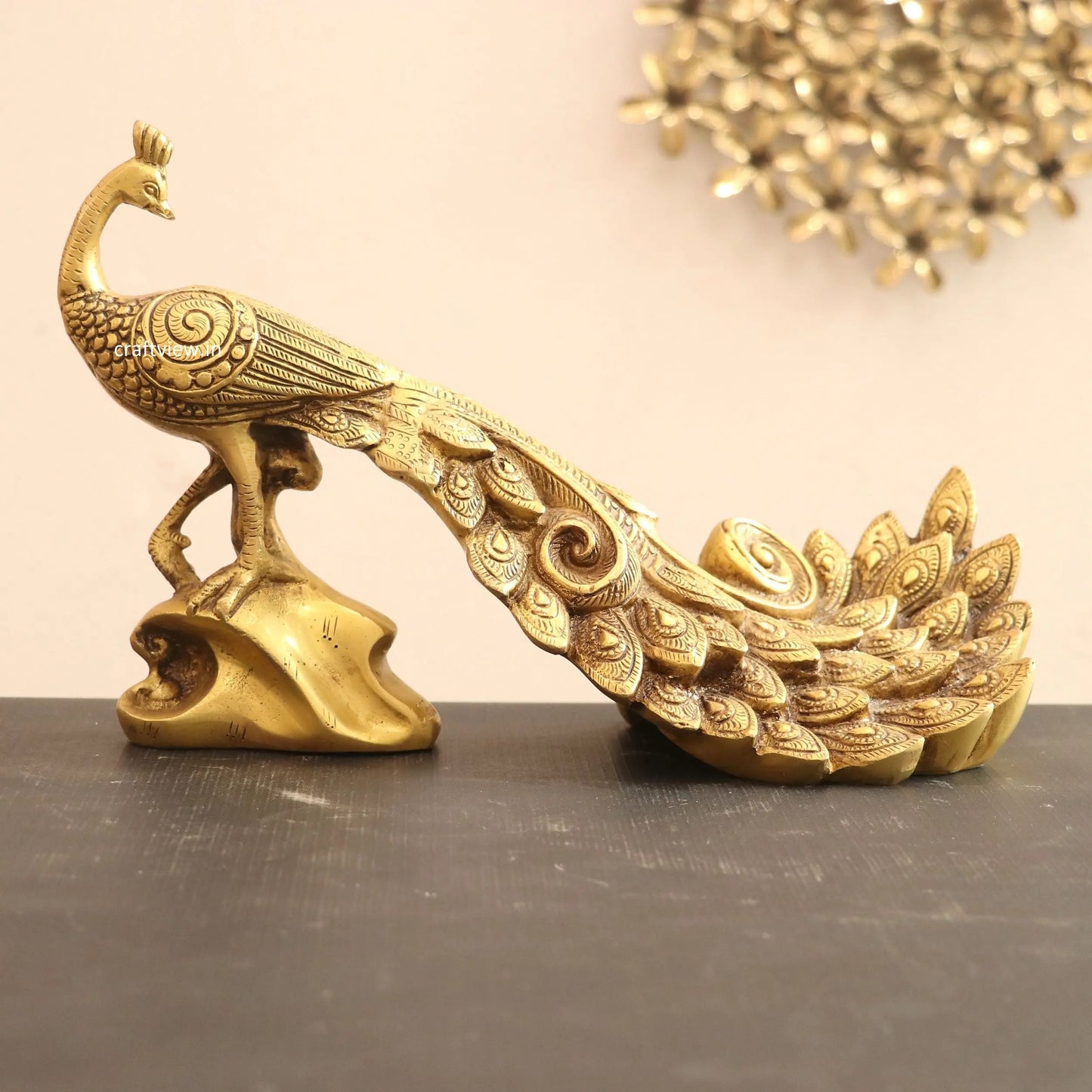 Brass Décor Peacock Figurine craftsview