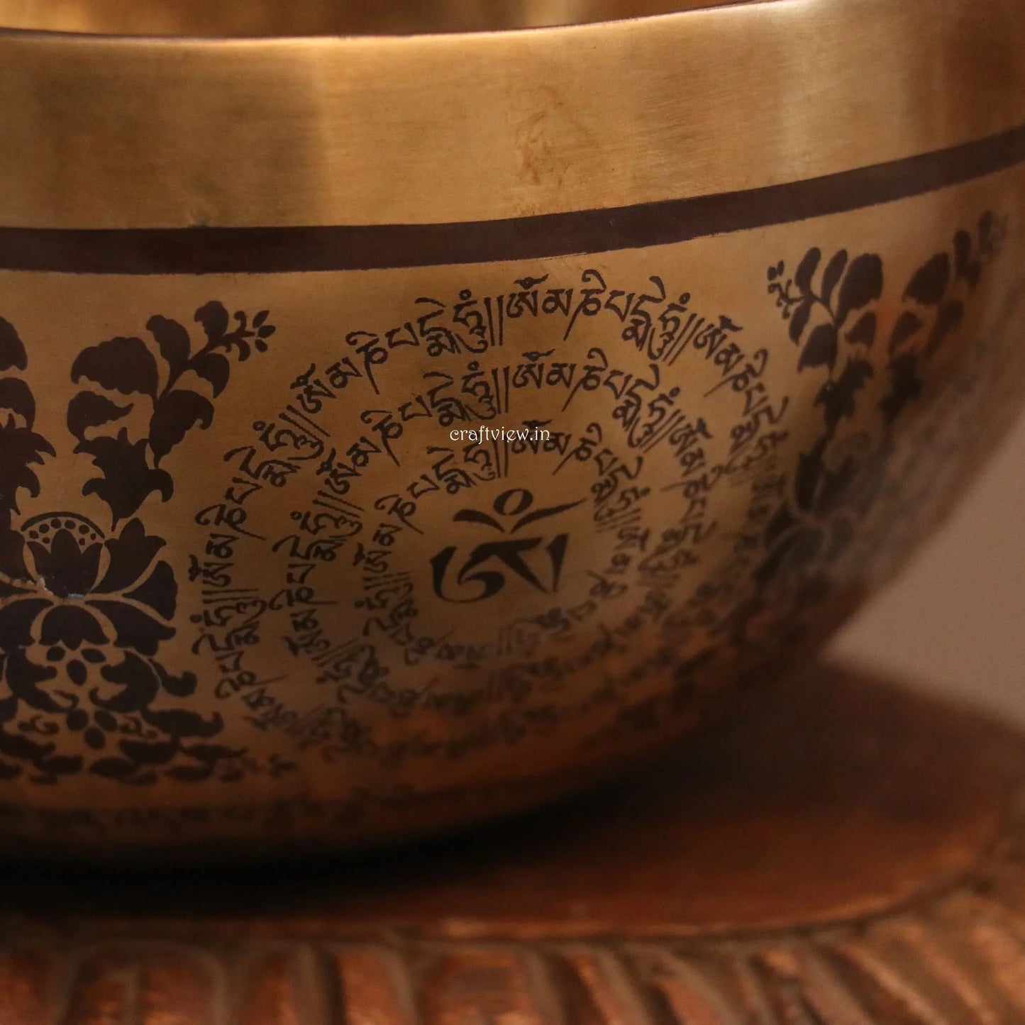 9.2" Green Tara Carving Singing Bowl Craftsview