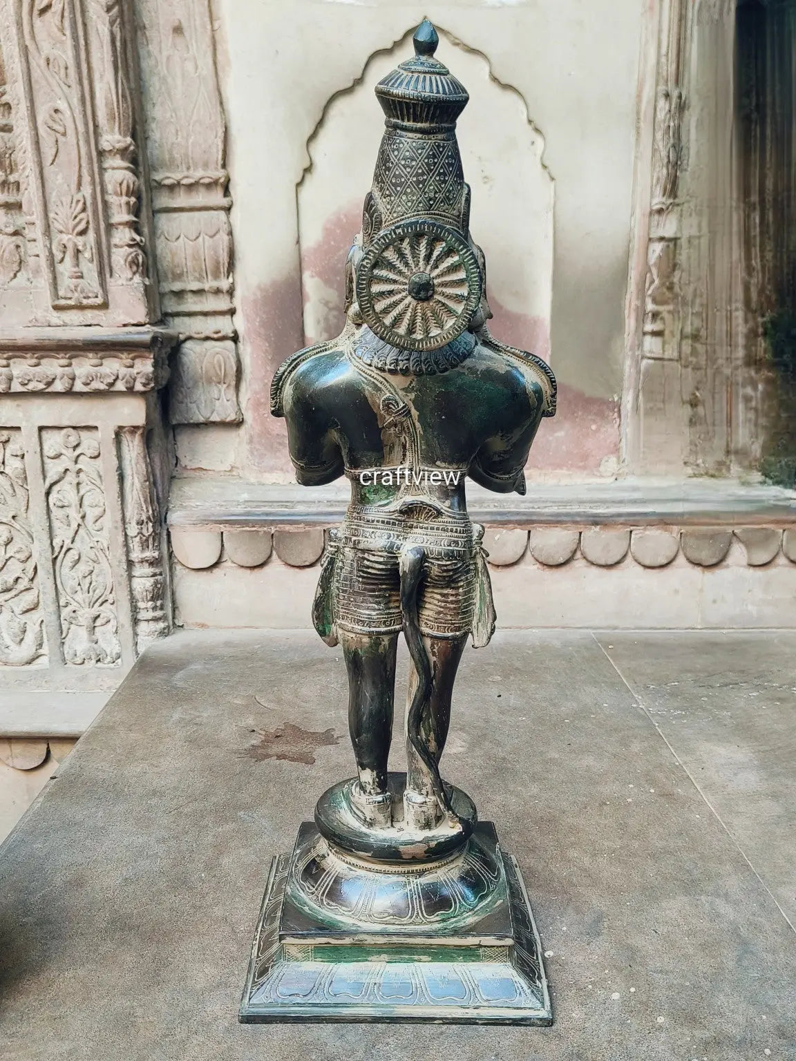 23” Standing Hanuman in Anjali mudra Brass Anjaneya Statue craftsview
