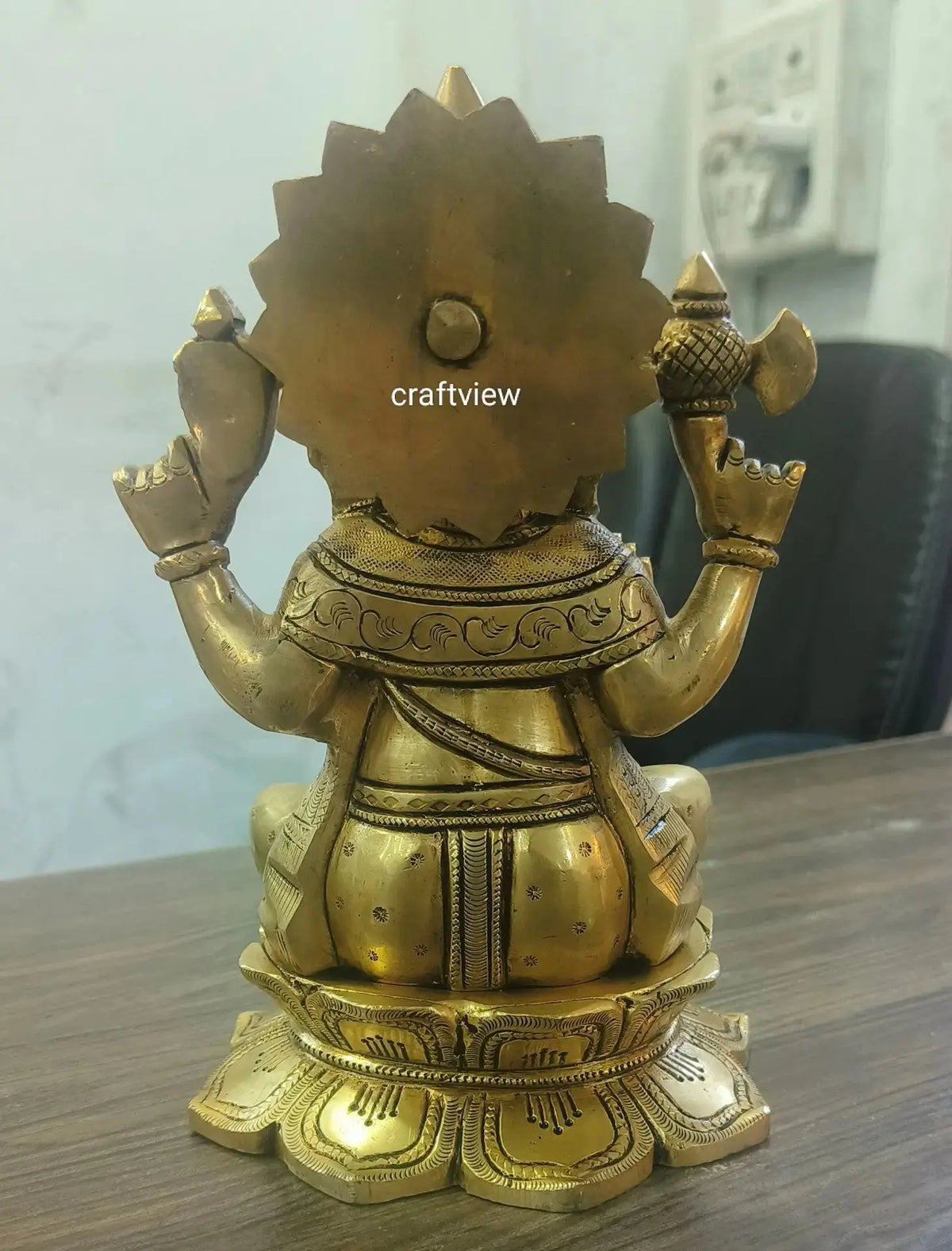 9" Brass Superfine Exquisite Ganesha Lakshmi Idols pair Craftsview