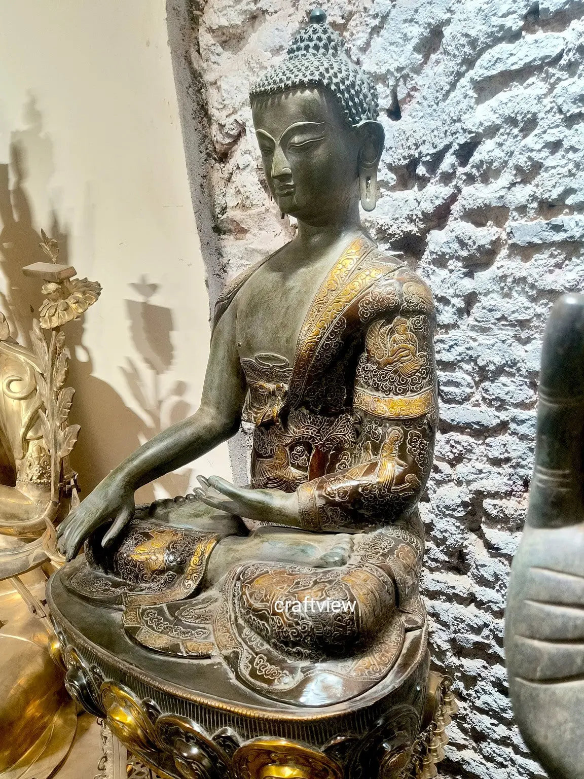 (Copy) 33"Brass Lord Buddha Meditation Statue Craftsview