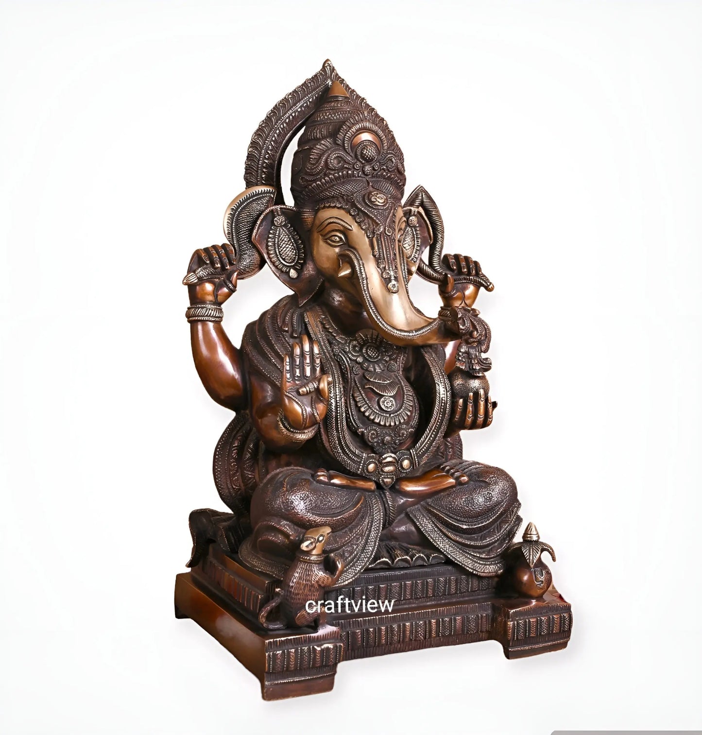 Brass Ganesha Statue Golden Finished craftsview