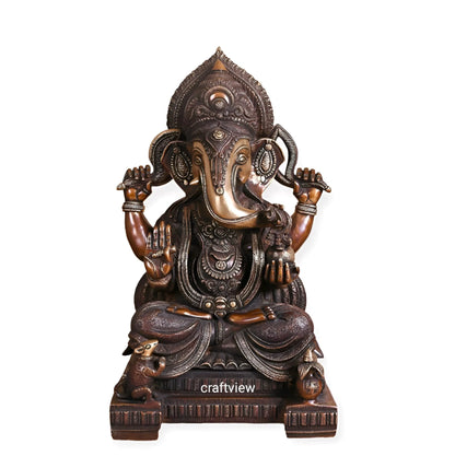 Brass Ganesha Statue Golden Finished craftsview