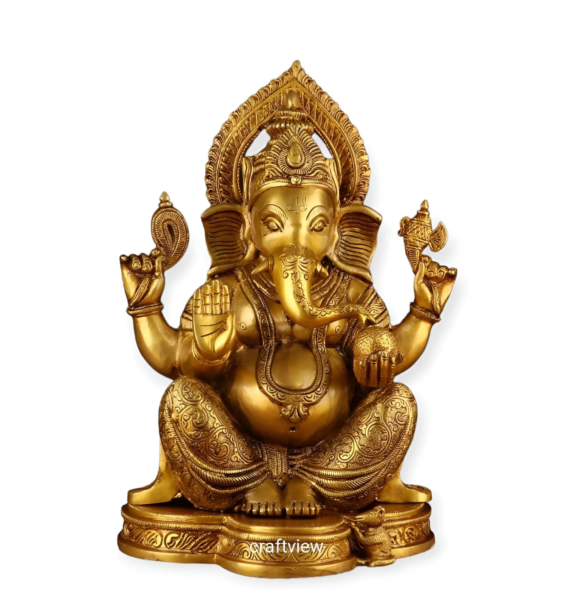 Brass Ganesha Sculpture 15" craftsview