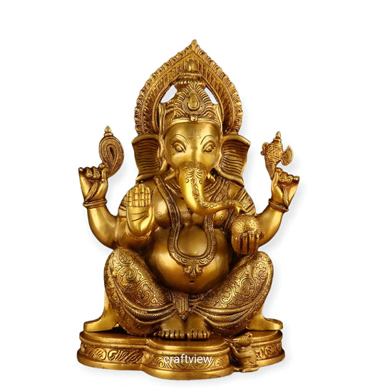 Brass Ganesha Sculpture 15" craftsview