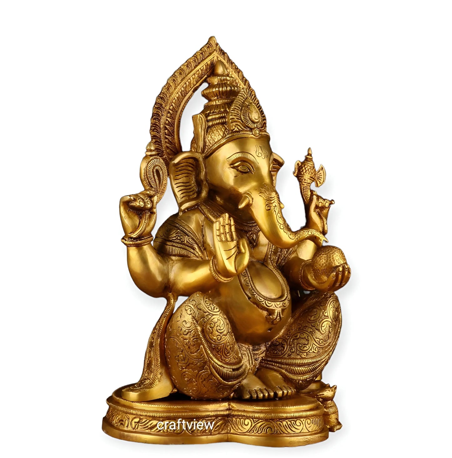 Brass Ganesha Sculpture 15" craftsview