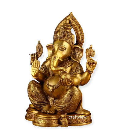 Brass Ganesha Sculpture 15" craftsview