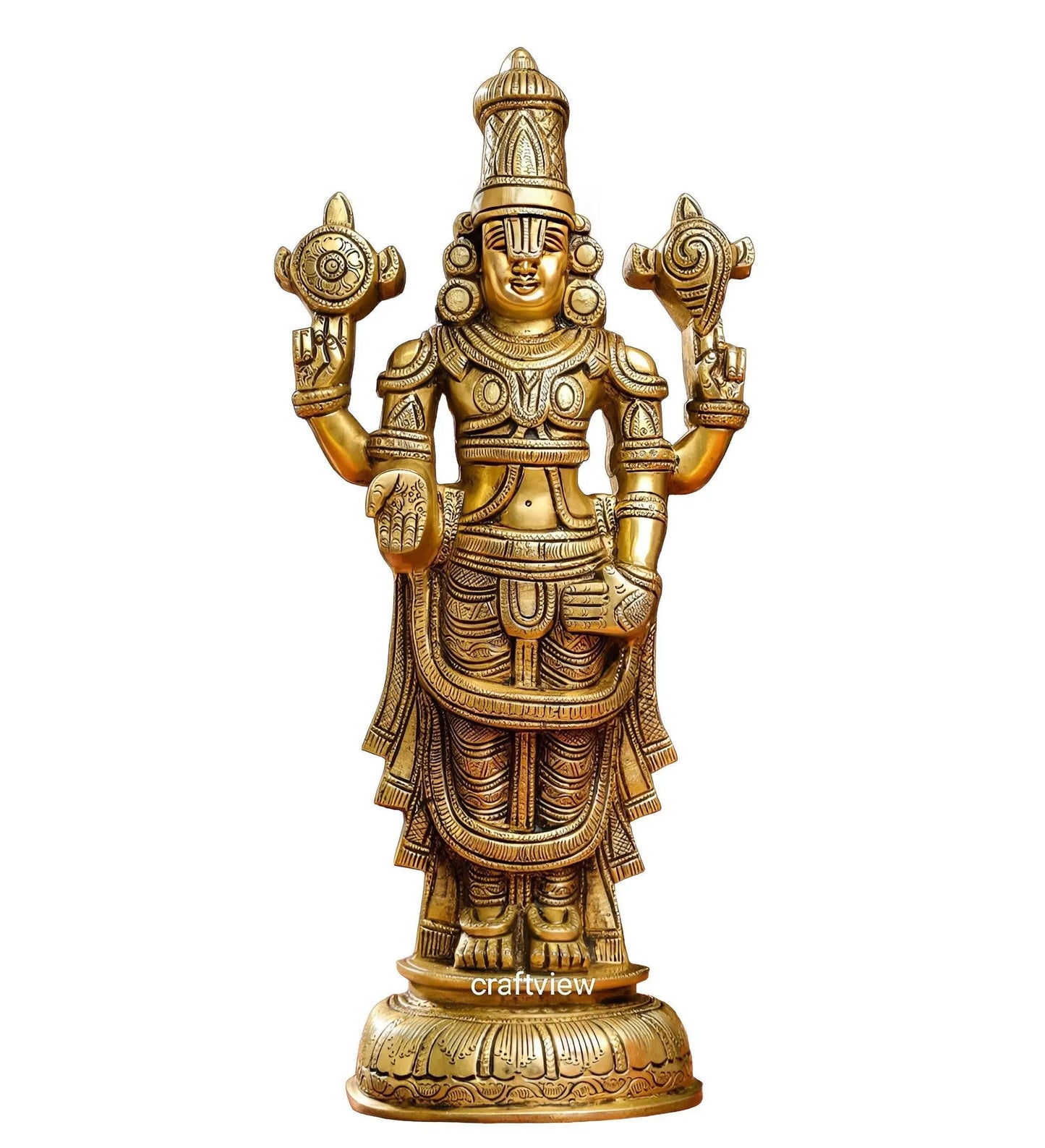 Brass Tirupati Balaji wall hanging statue 17" craftsview