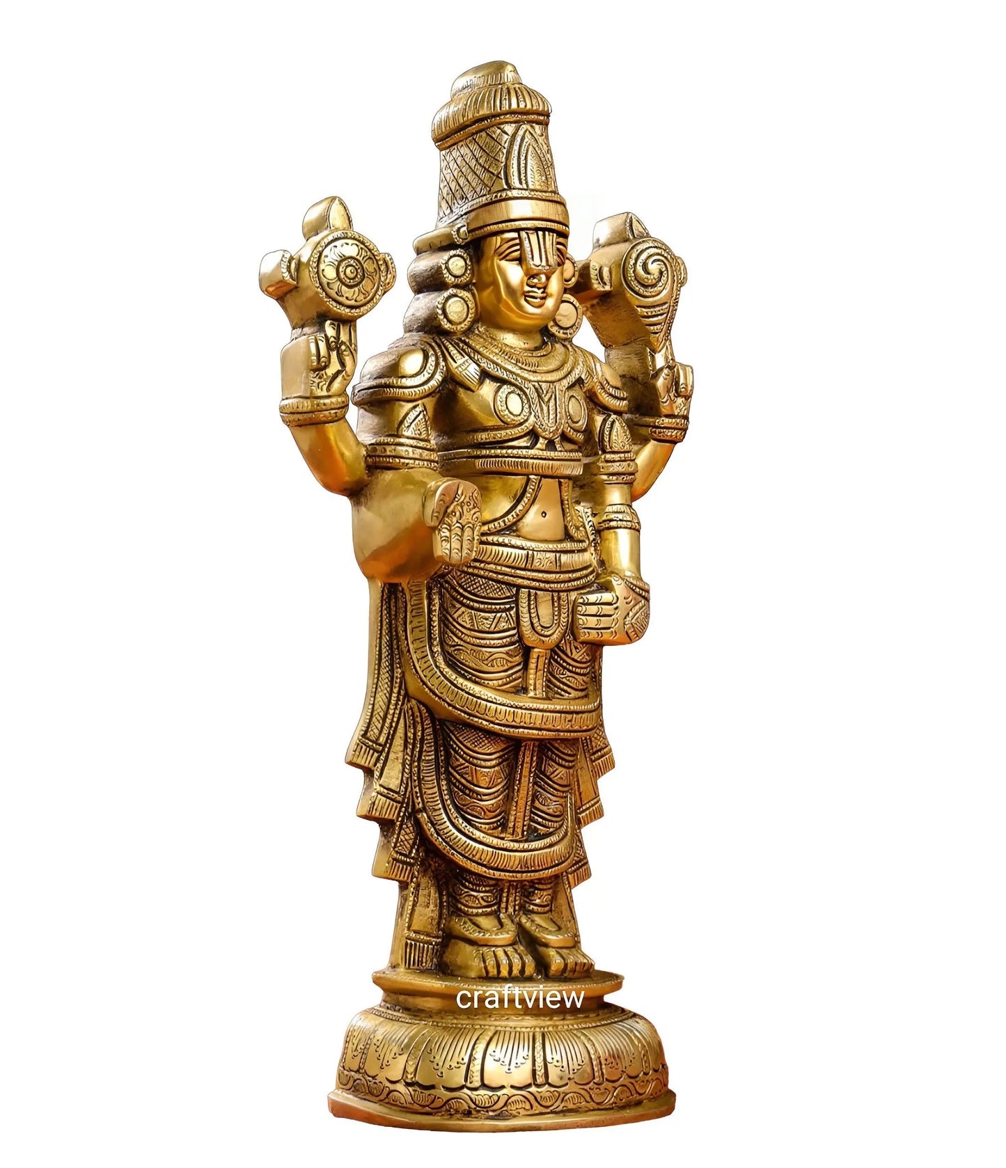 Brass Tirupati Balaji wall hanging statue 17" craftsview