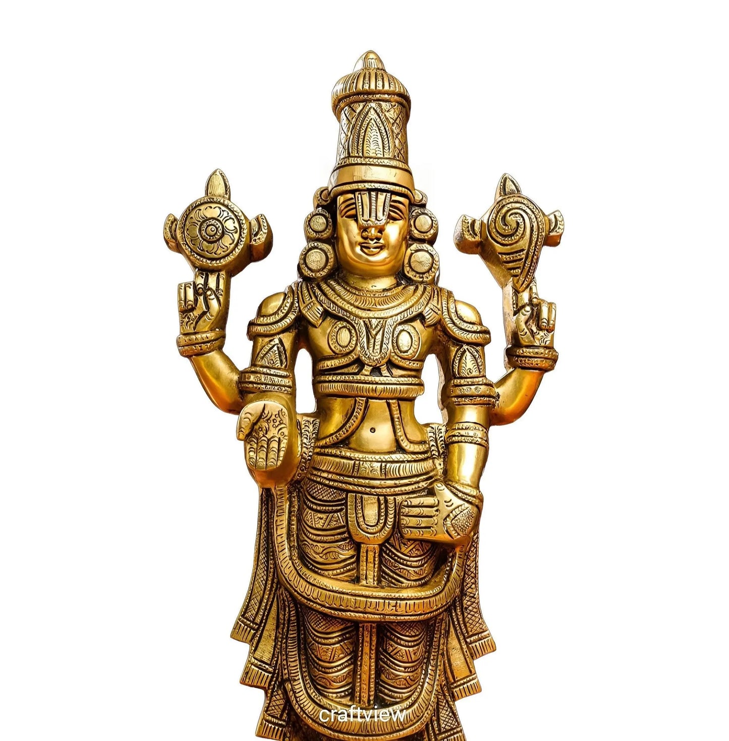 Brass Tirupati Balaji wall hanging statue 17" craftsview