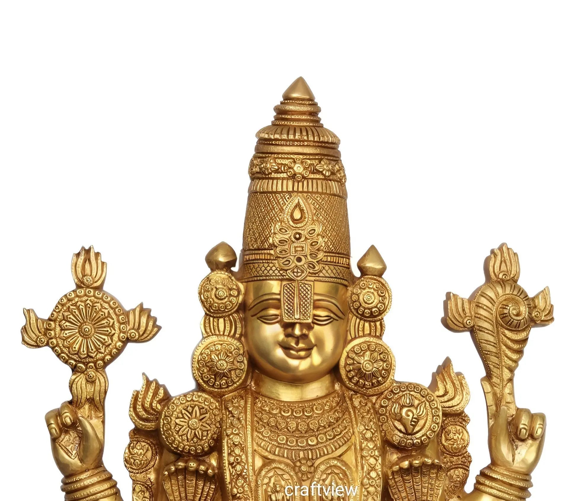 Brass Tirupati Balaji Venkateshwara Statue 38" craftsview