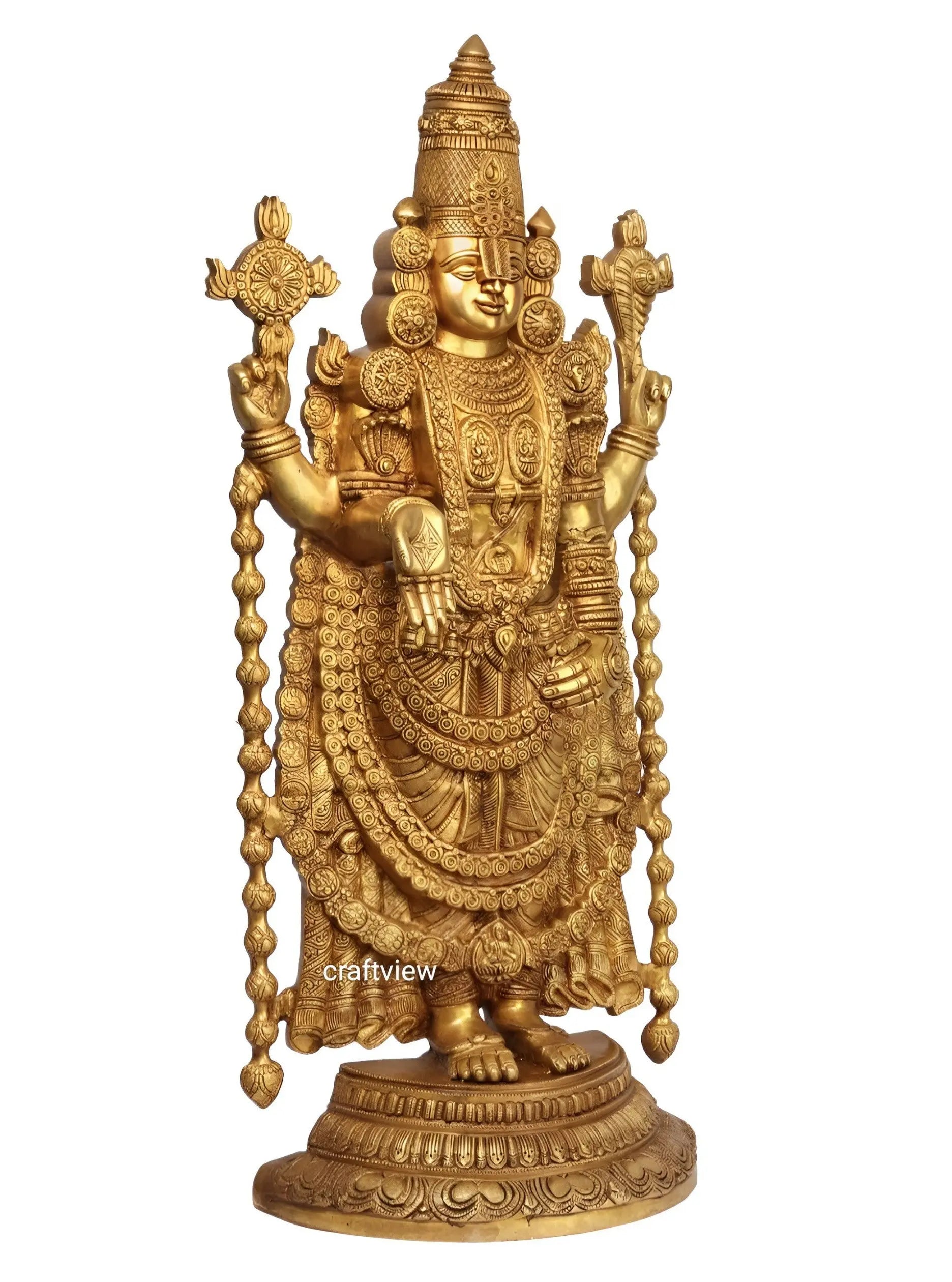 Brass Tirupati Balaji Venkateshwara Statue 38" craftsview