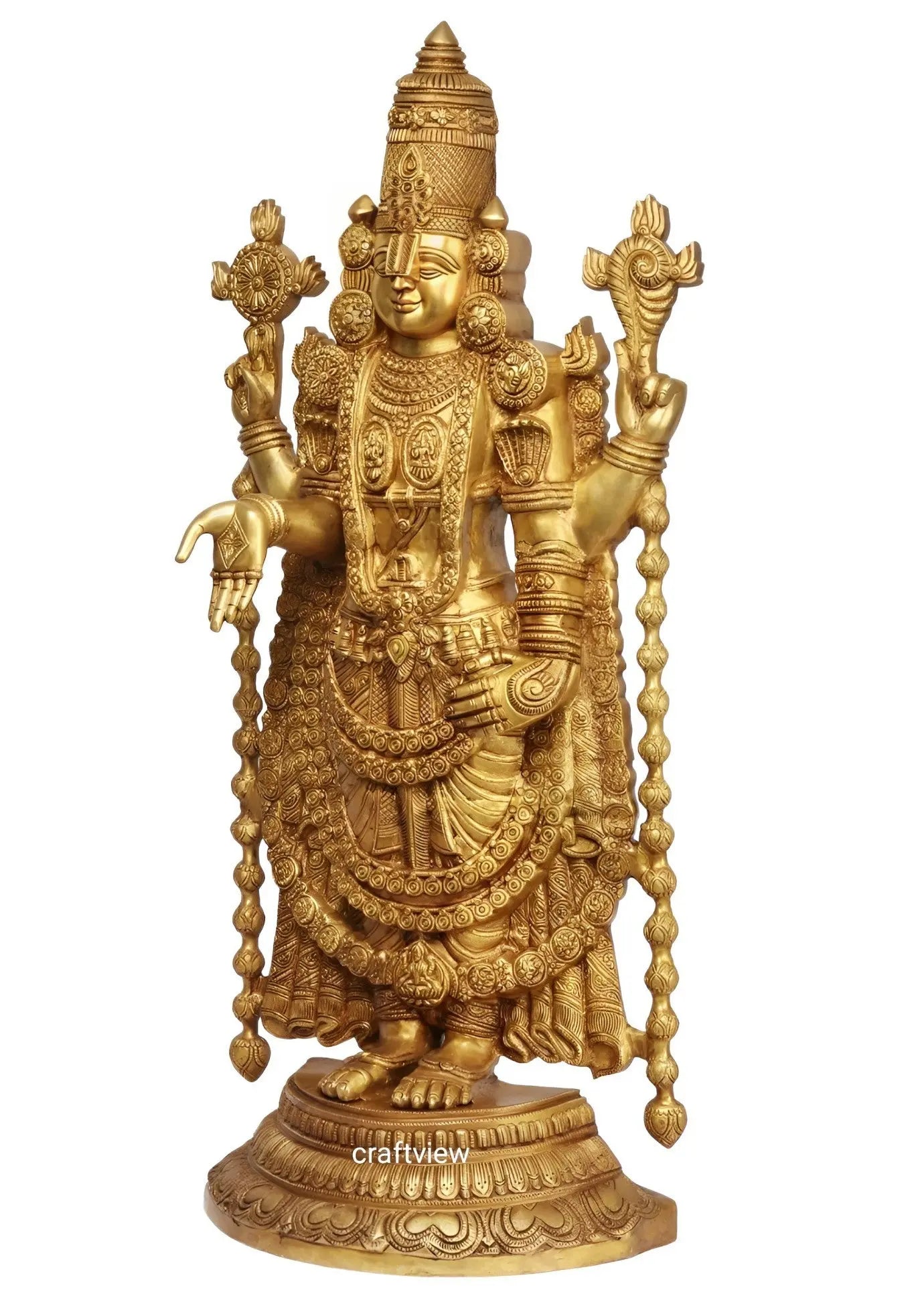 Brass Tirupati Balaji Venkateshwara Statue 38" craftsview