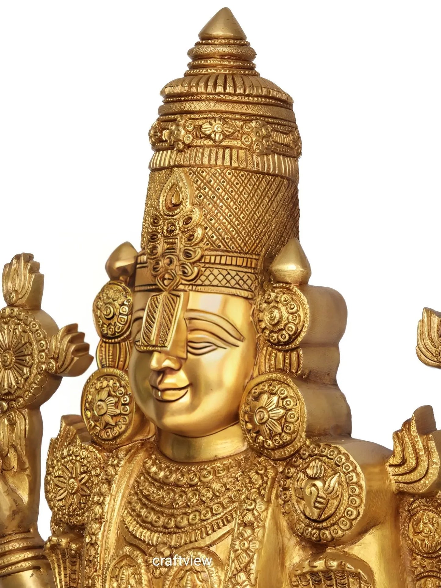 Brass Tirupati Balaji Venkateshwara Statue 38" craftsview