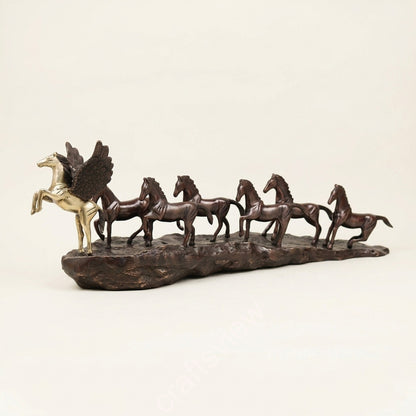 7 Galloping Horses | Brass Décor Sculpture
