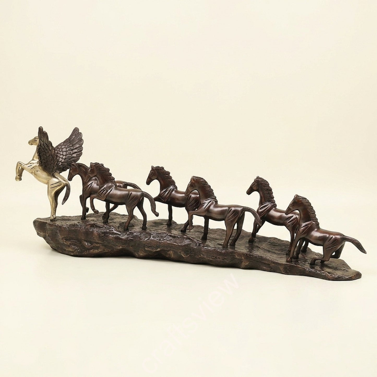 7 Galloping Horses | Brass Décor Sculpture
