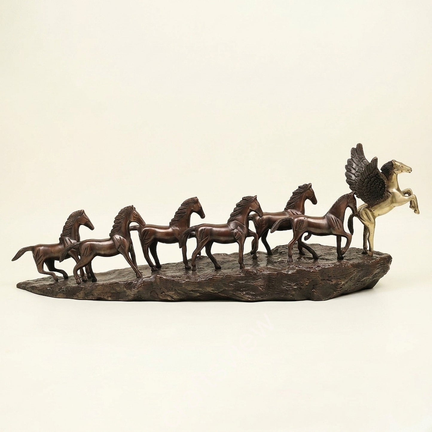 7 Galloping Horses | Brass Décor Sculpture