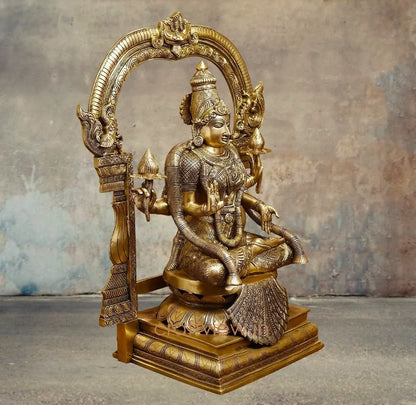 Brass Padmavati Goddess Lakshmi Sculpture | Handmade Superfine Crafted By Artist Craftsview