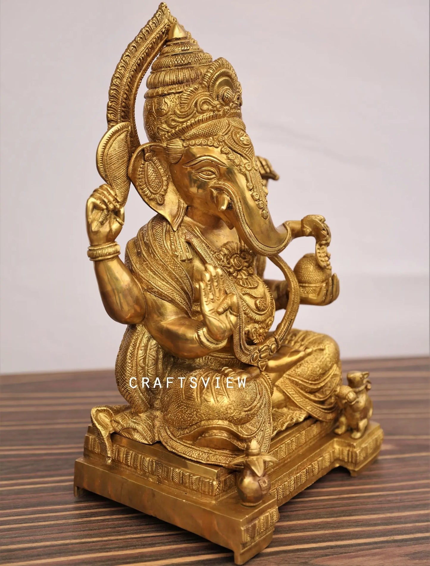 Brass Ganesha Statue Golden Finished craftsview