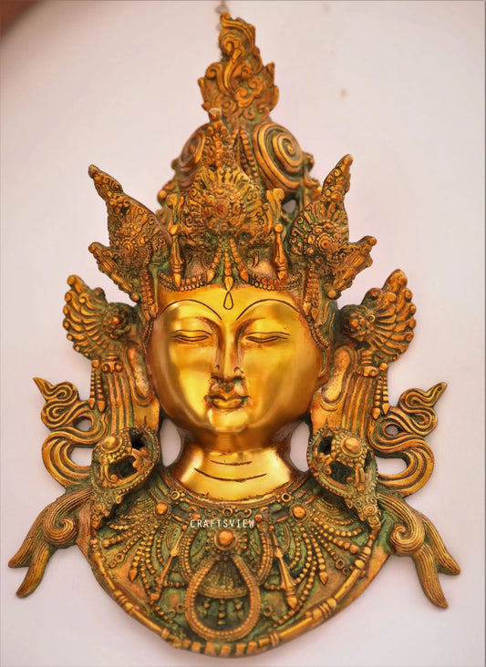 Brass Goddess Tara Mask Decor Wall Ascents 16" craftsview