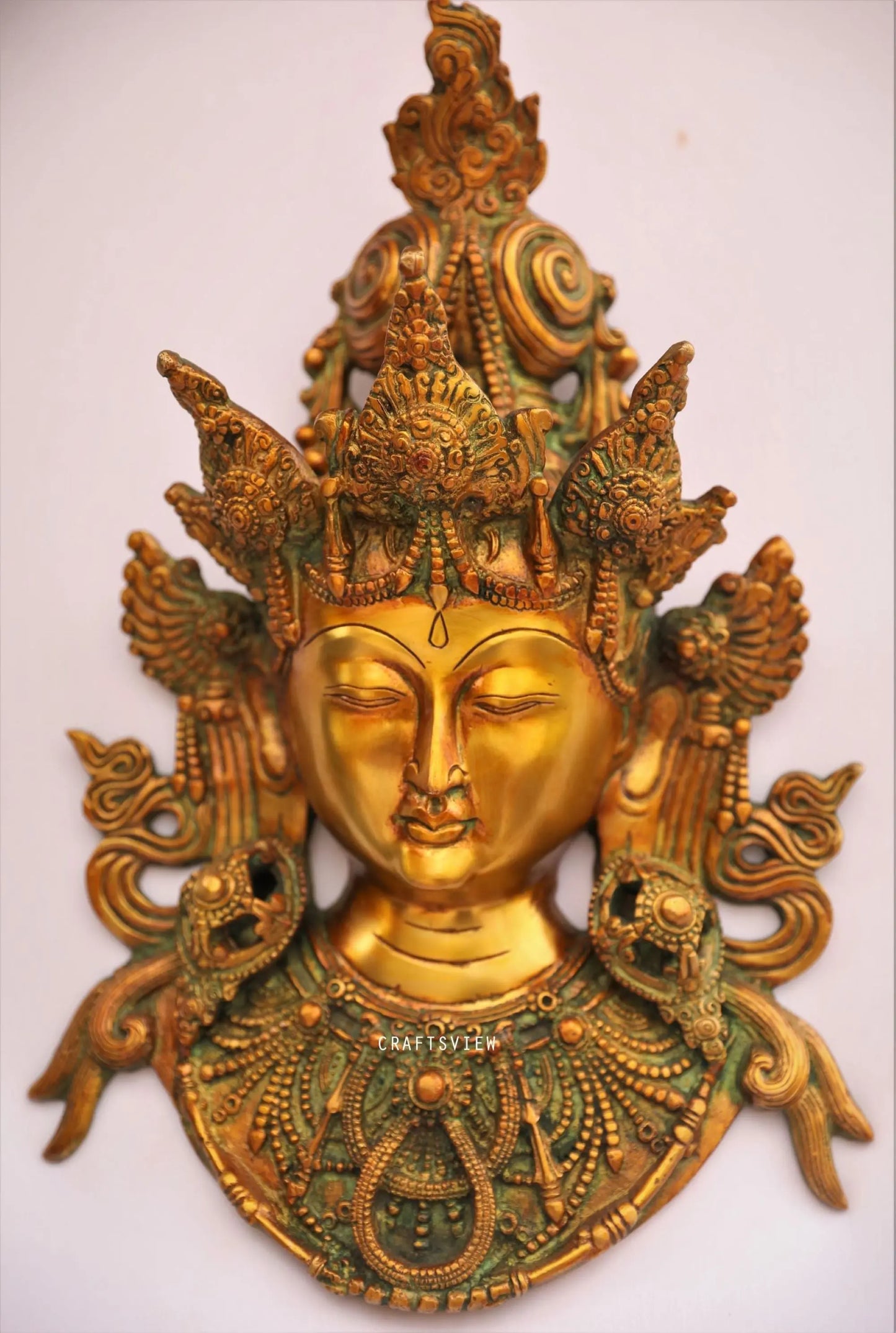 Brass Goddess Tara Mask Decor Wall Ascents 16" craftsview