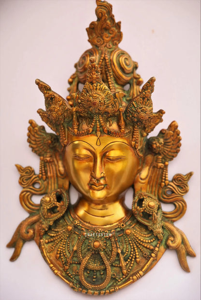 Brass Goddess Tara Mask Decor Wall Ascents 16" craftsview