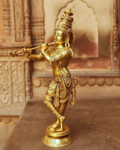 23"Brass Krishna Idol | Original Piece