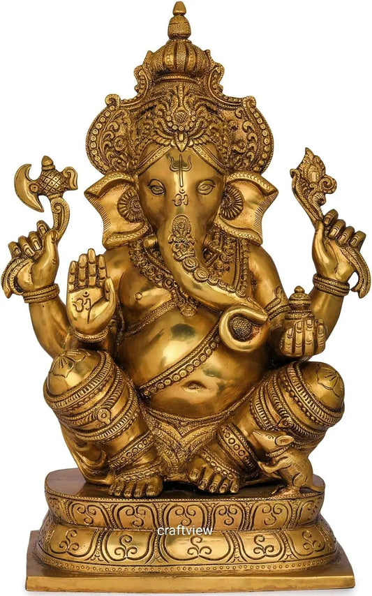 Brass Lord Ganesh statue 15.5" craftsview