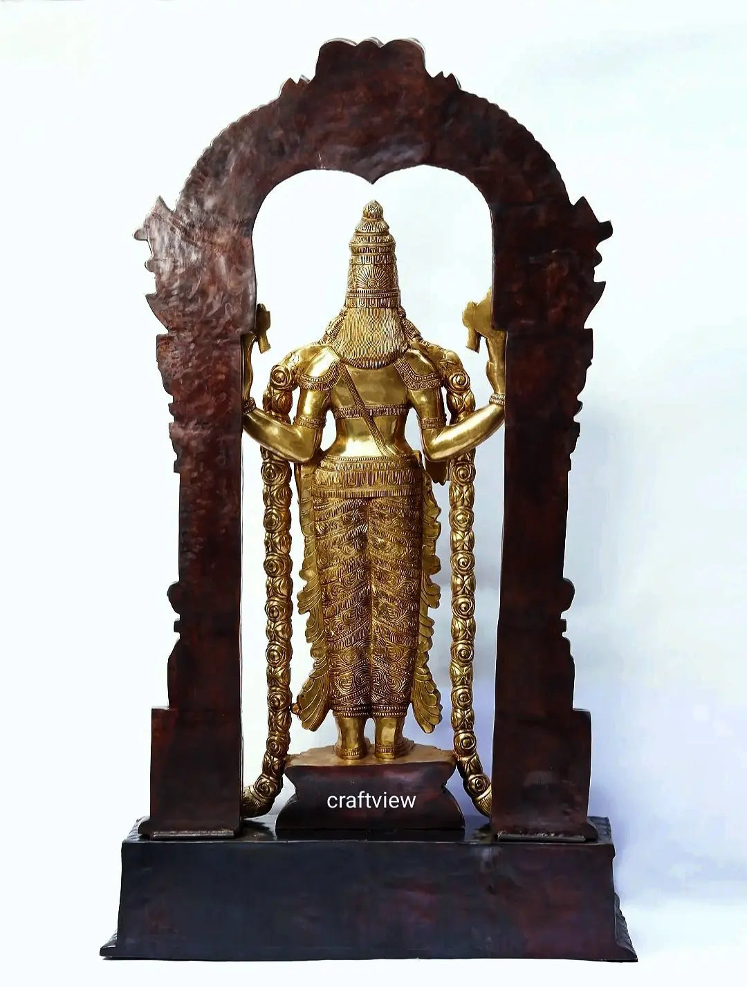 86" Super Large Tirupati Balaji (Venkateshvara) with Kirtimukha Throne | Brass Sculpture Super fine Craftsview