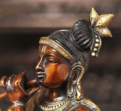 Brass Beautiful Lord Krishna Idol Superfine Crafted by Artist 21" Craftsview