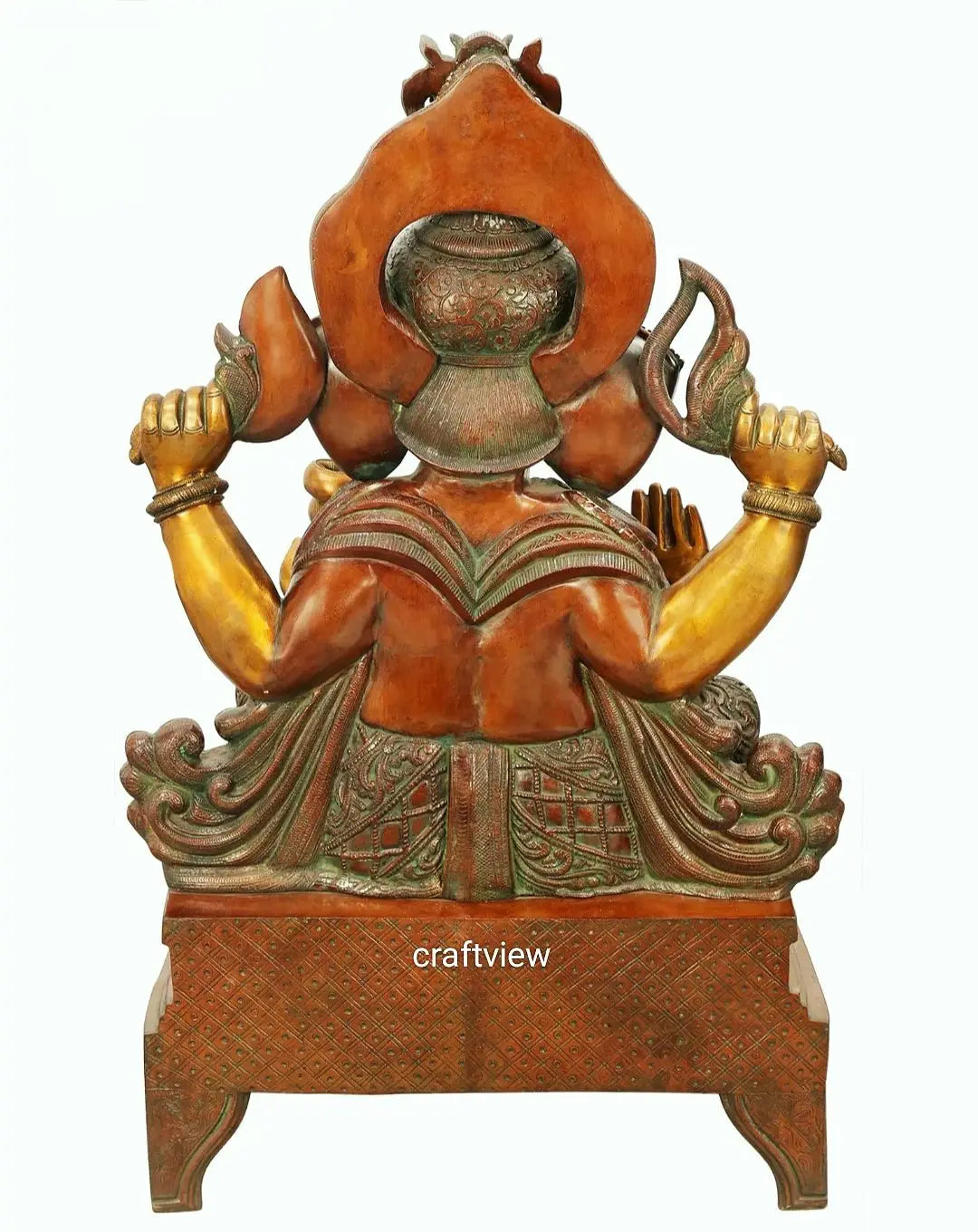 Brass Large Size Ganesha Statue Gold Copper Green Finished 33" craftsview