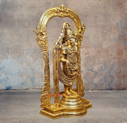 39" Brass Tirupati Balaji Venkateshwara Sculpture Crafted by Artist Craftsview