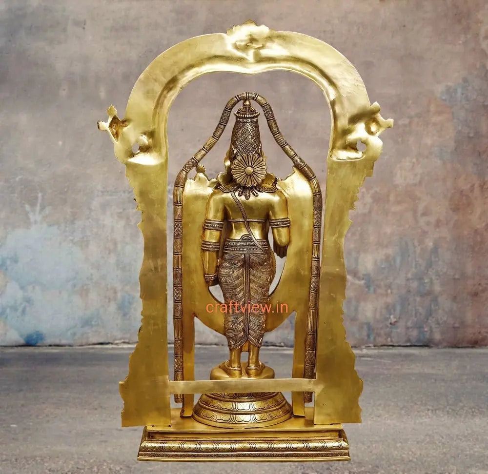 39" Brass Tirupati Balaji Venkateshwara Sculpture Crafted by Artist Craftsview