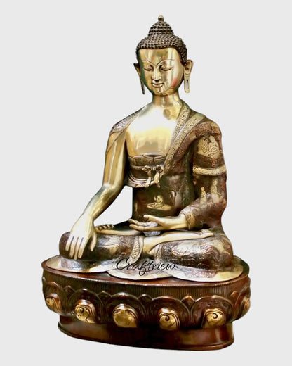 33"Brass Lord Buddha Meditation Statue Craftsview