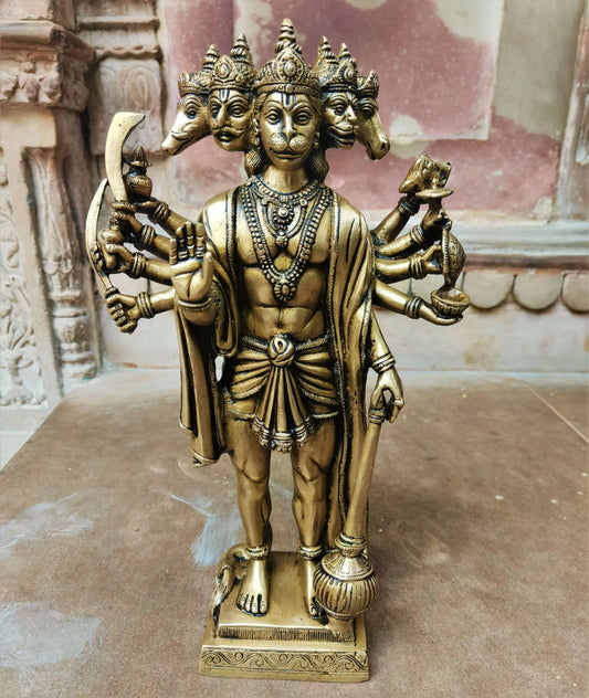 Brass Lord Panchmukhi Hanuman Statue craftsview