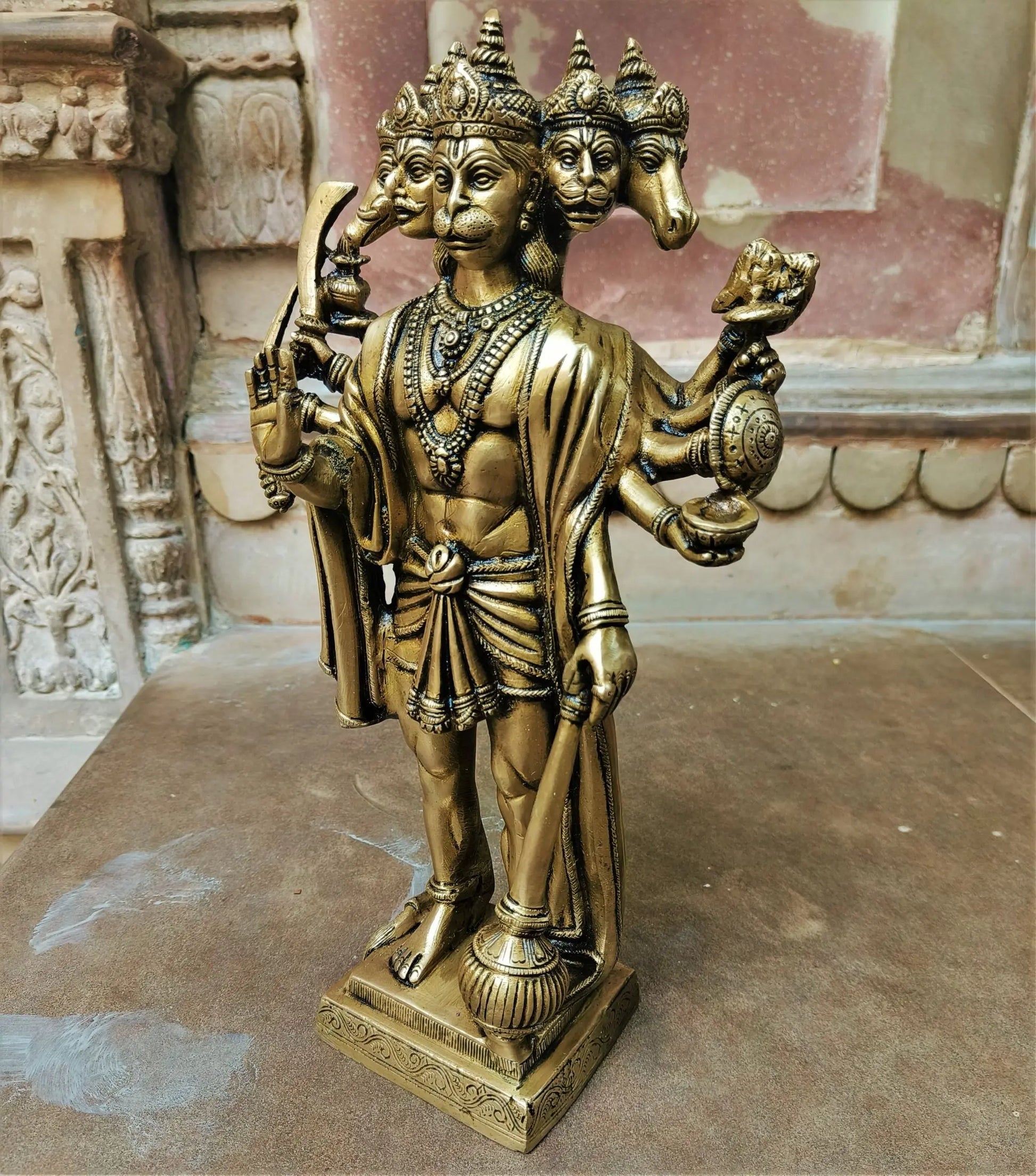 Brass Lord Panchmukhi Hanuman Statue craftsview