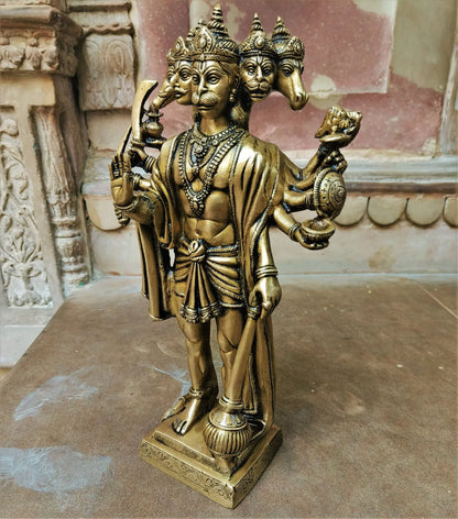 Brass Lord Panchmukhi Hanuman Statue craftsview