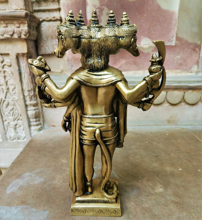 Brass Lord Panchmukhi Hanuman Statue craftsview