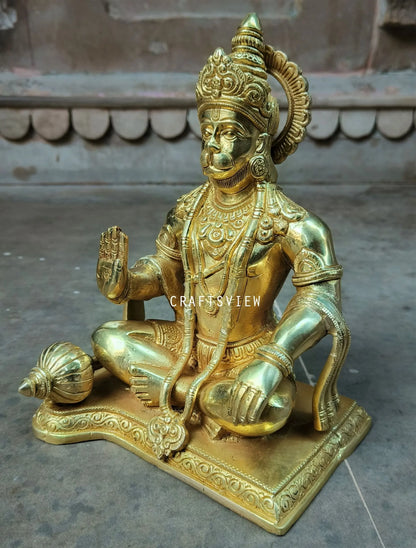 Brass Lord Hanuman Statue 9.3" craftsview