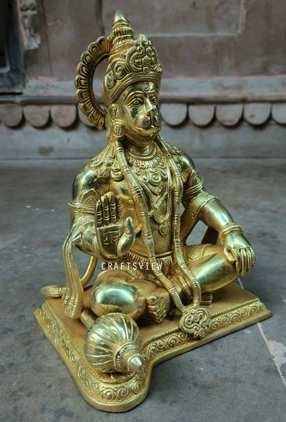 Brass Lord Hanuman Statue 9.3" craftsview