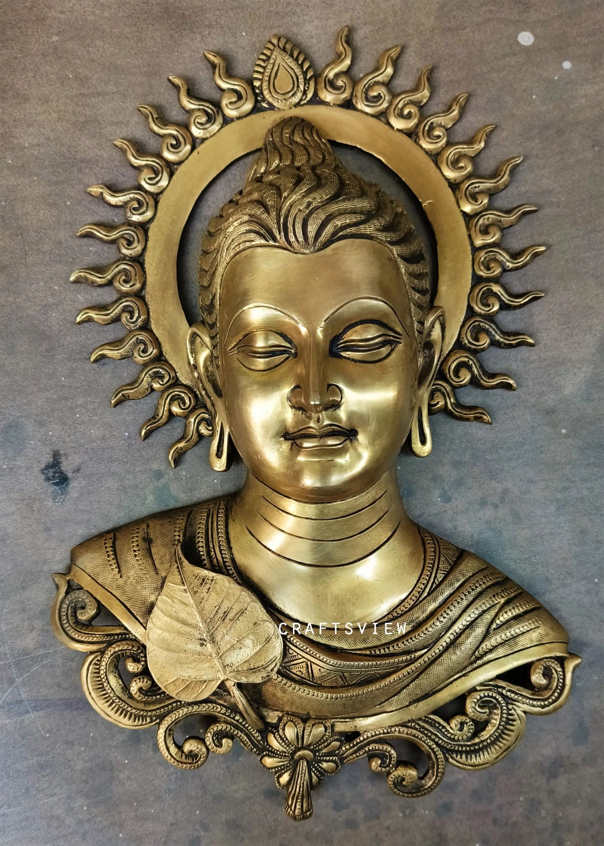 Brass Wall Hanging Buddha Mask Idol craftsview