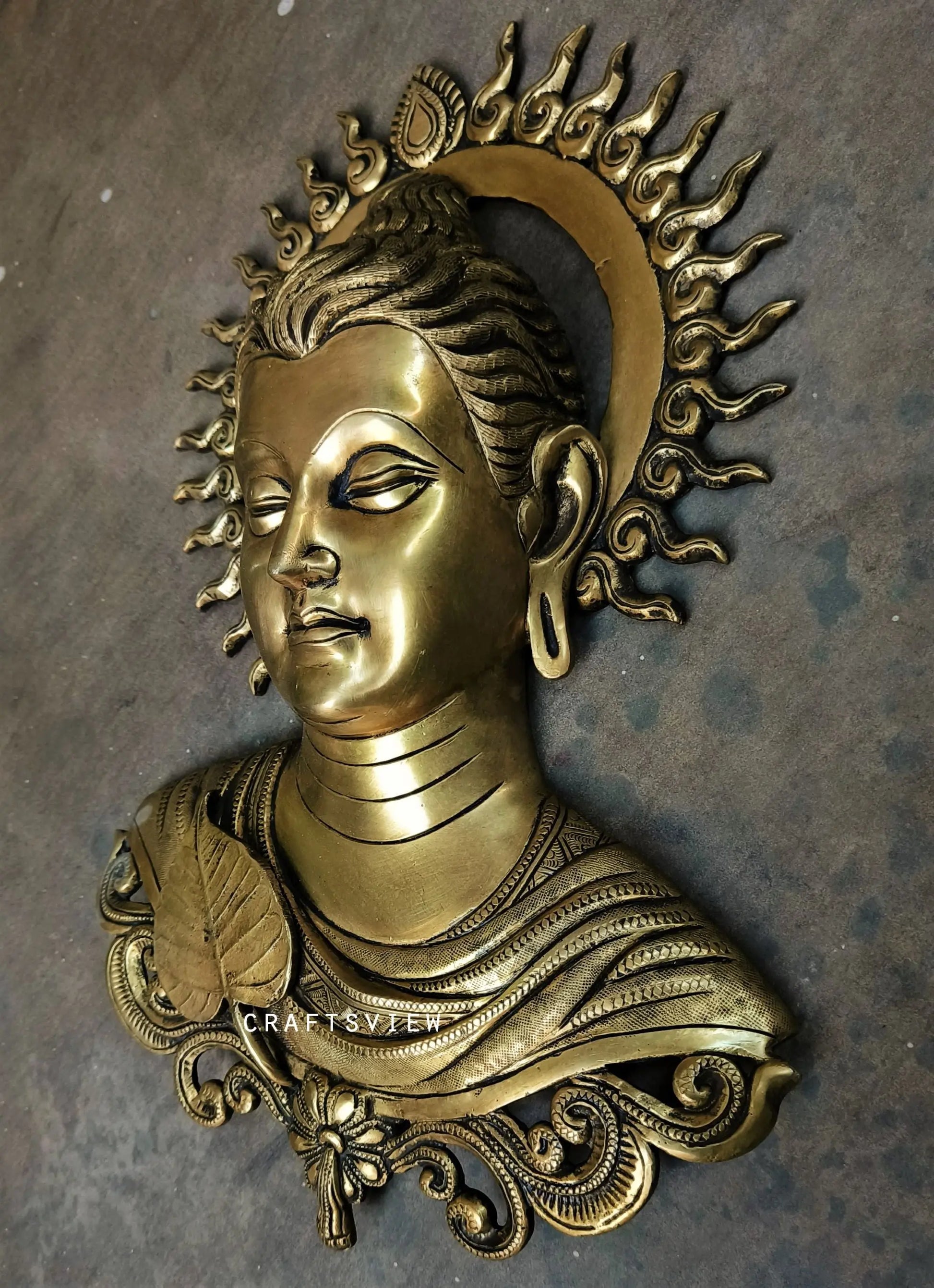 Brass Wall Hanging Buddha Mask Idol craftsview