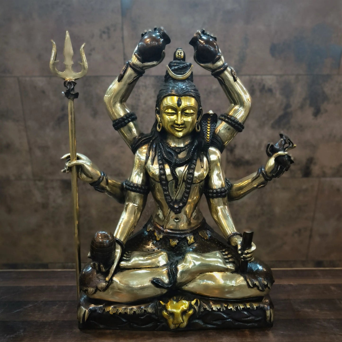 Brass Lord Shiva Sculpture Super Fine Handwork 30" craftsview