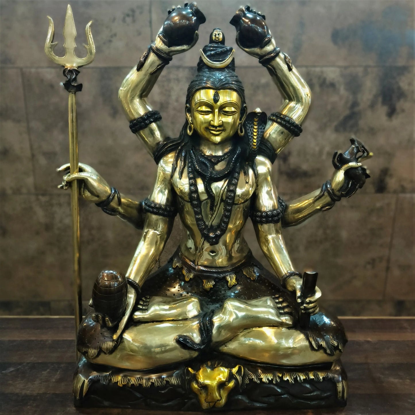 Brass Lord Shiva Sculpture Super Fine Handwork 30" craftsview