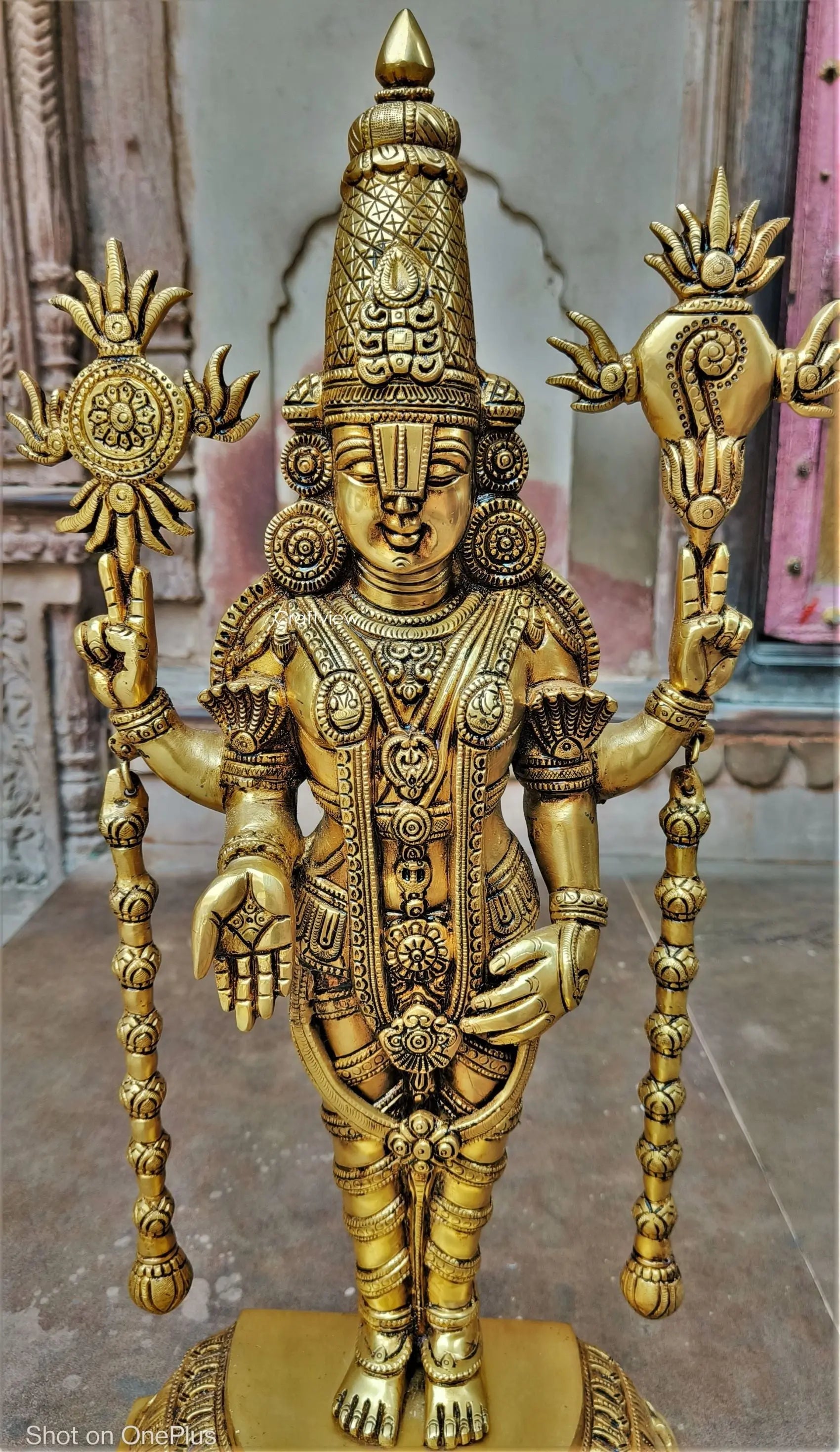 23" Brass Tirupati Balaji Venkateshwara Sculpture Craftsview