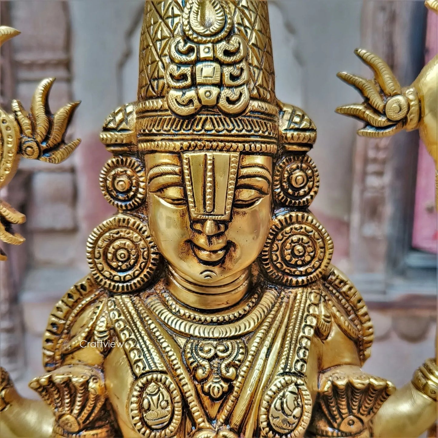 23" Brass Tirupati Balaji Venkateshwara Sculpture Craftsview