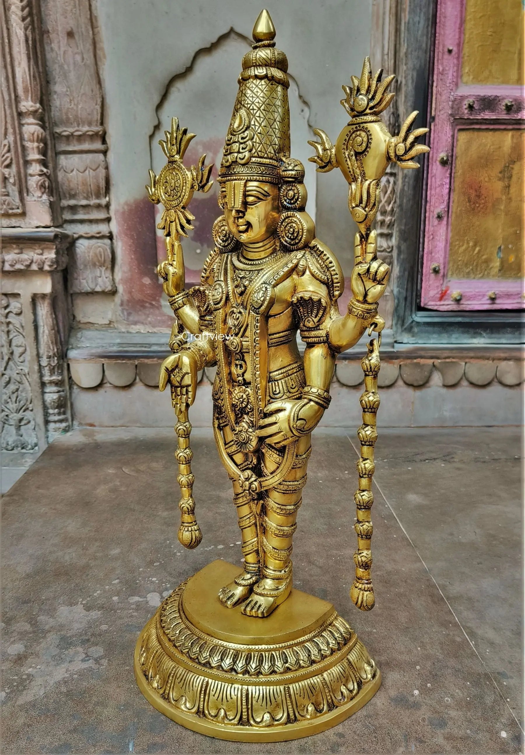 23" Brass Tirupati Balaji Venkateshwara Sculpture Craftsview